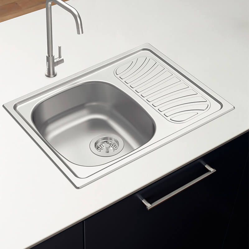 Cuba de Aço Inox Pré-Polido Marea de Sobrepor 62x50cm c/ Válvula 4,5 Tramontina