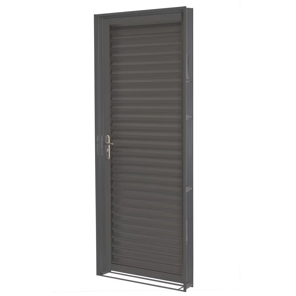 Porta de Aço Veneziana 215x80x12cm CRV Extra Abertura Esquerda Cinza – 992675